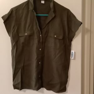 Old Navy XS Hunter Green Button Up Top